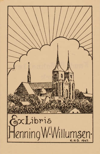 Exlibris by Knud H. Schneller from Denmark for Willy Wilhelmsen - Church 