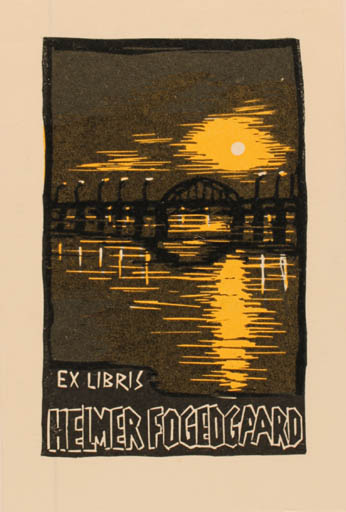 Exlibris by Kàroly Andrusko from Yugoslavia for Helmer Fogedgaard - Maritime Sun 