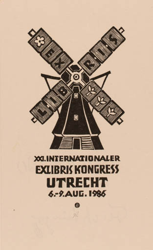 Exlibris by Leopold Feichtinger from Austria for XXl Internationaler Exlibris kongress Utrecht - Mill 