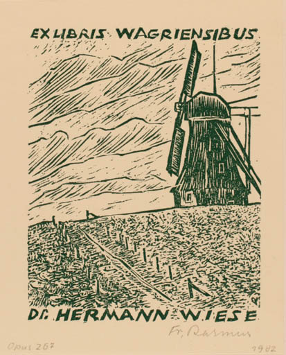 Exlibris by Friedrich Rasmus from Germany for Dr. Hermann Wiese - Mill 