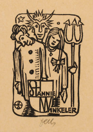 Exlibris by Otto Feil from Austria for Annie Winkeler - 