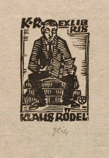 Exlibris by Otto Feil from Austria for Klaus Rödel - Book Man 