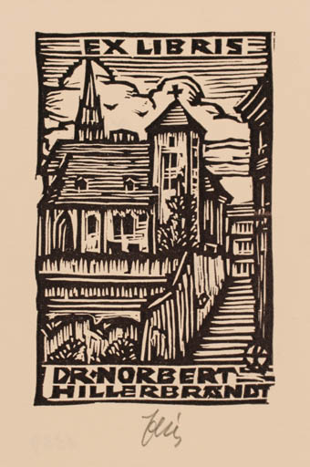 Exlibris by Otto Feil from Austria for Dr. Norbert Hillerbrandt - City Church 