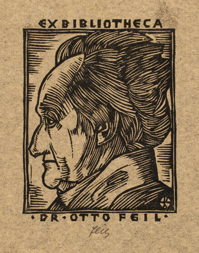 Exlibris by Otto Feil from Austria for Otto Feil - Man Portrait 