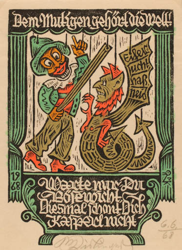 Exlibris by Max Kislinger from Austria for Diesmal Johant Dich - Fable Animal Theater/Cirkus 