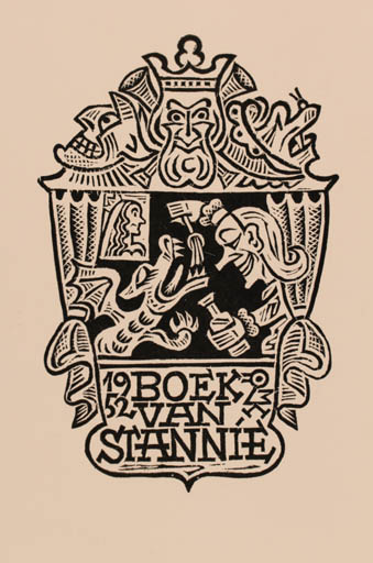 Exlibris by Max Kislinger from Austria for Boek van Stannie - Theater/Cirkus 