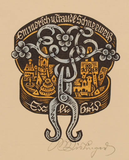 Exlibris by Max Kislinger from Austria for Emmerik u.Graudl Schneeweisz - 