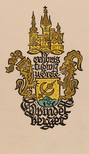 Exlibris by Max Kislinger from Austria for Ludwig und Grete Spindelberger - Heraldry 