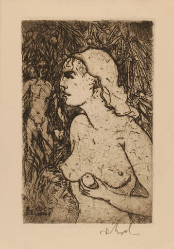 Exlibris by Rudolf Koch from Germany for Rudolf Koch - Adam and Eve 