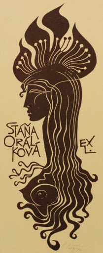 Exlibris by Ladislav Rusek from Czech Republic for Stana Oralkova - Woman 