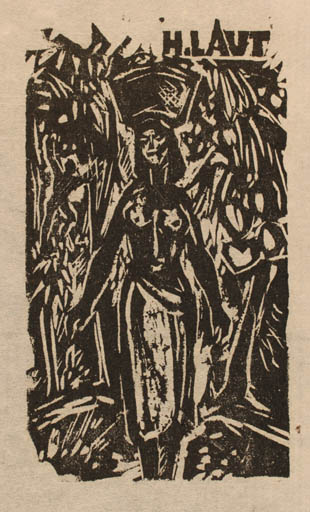 Exlibris by Rudolf Koch from Germany for Dr. Hans Laut - Working Woman 