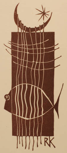 Exlibris by Ladislav Rusek from Czech Republic for Ruda Klinkovsky - Fish 