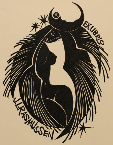 Exlibris by Ladislav Rusek from Czech Republic for Jørgen Lindhardt Rasmussen - Abstract Woman 