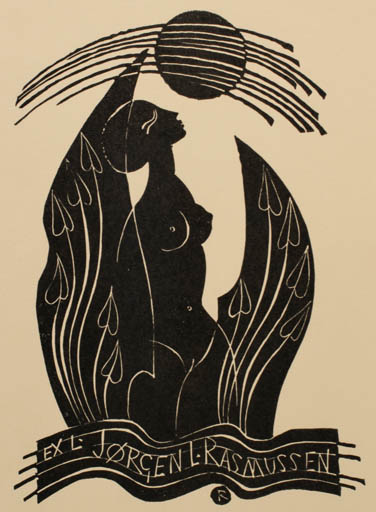 Exlibris by Ladislav Rusek from Czech Republic for Jørgen Lindhardt Rasmussen - Woman Nude 