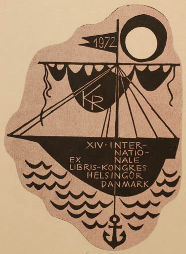 Exlibris by Ladislav Rusek from Czech Republic for Klaus Rödel - Exlibris Congress Maritime Ship/Boat Sun 