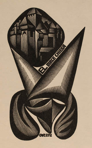 Exlibris by Anatolij Kalaschnikow from Russia for Dirce Chiesa - Castle/Palace 