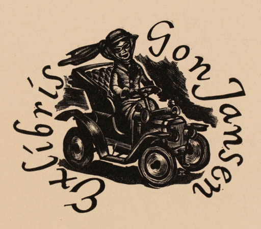 Exlibris by Desire Acket from Belgium for Gon Jansen - Car 