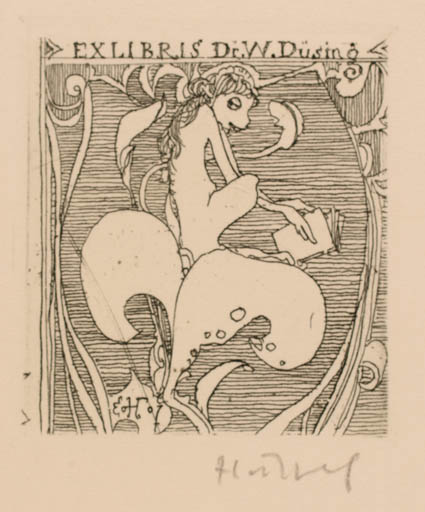 Exlibris by Horst Hussel from Germany for Dr. W Düsing - 