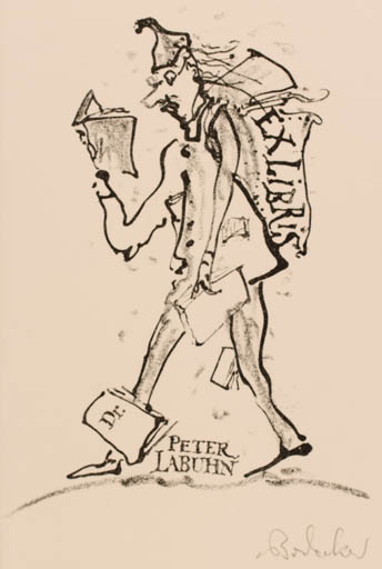 Exlibris by A. von Bodecker from Germany for Dr. Peter Labuhn - Book Man 