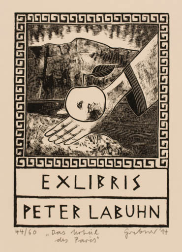 Exlibris by Inka Gerbner from Germany for Dr. Peter Labuhn - Fruit Hand(s) Mythology 