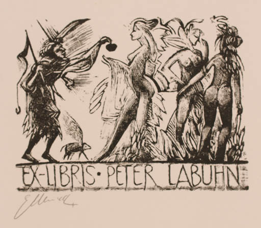 Exlibris by Eva Albrecht from Germany for Dr. Peter Labuhn - Mythology 