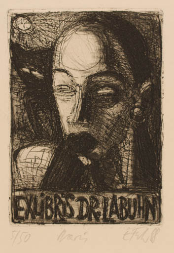 Exlibris by E Fuhr from Germany for Dr. Peter Labuhn - Portrait 