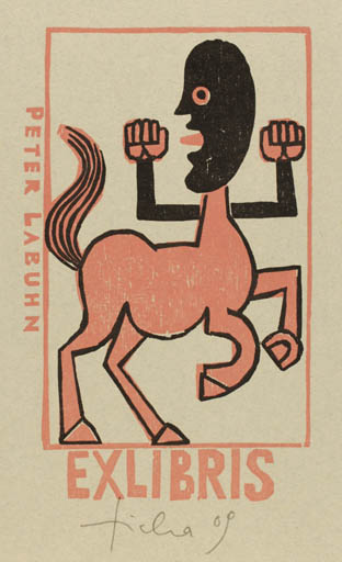 Exlibris by Hans Ticha from Germany for Dr. Peter Labuhn - Fable Animal 