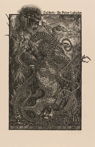 Exlibris by Bettina Rulf from Germany for Dr. Peter Labuhn - Mythology 