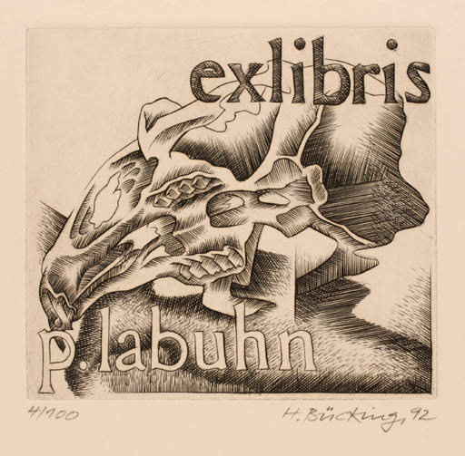 Exlibris by Herbert Bücking from Germany for Dr. Peter Labuhn - Abstract 