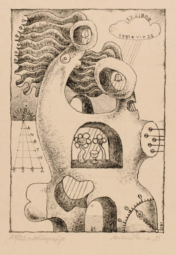 Exlibris by Saulius Ikamas from Lithuania for ? ? - Surrealism 