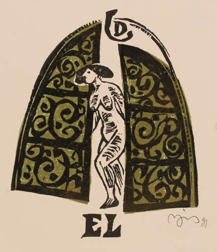 Exlibris by Valerijonas Vytautas Jucys from Lithuania for ? ? - Woman 