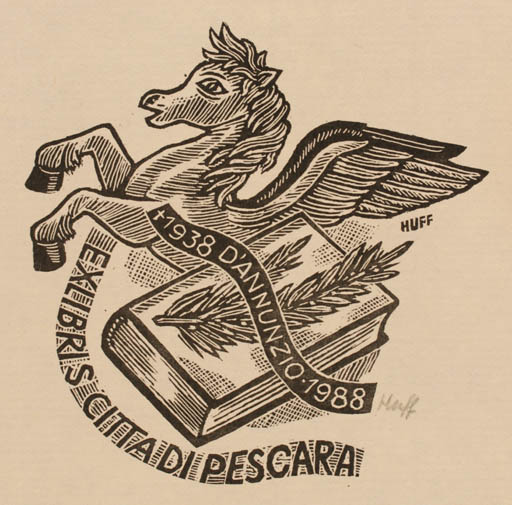 Exlibris by Hermann Huffert from Germany for Citta Di Pescara - Book Pegasus 