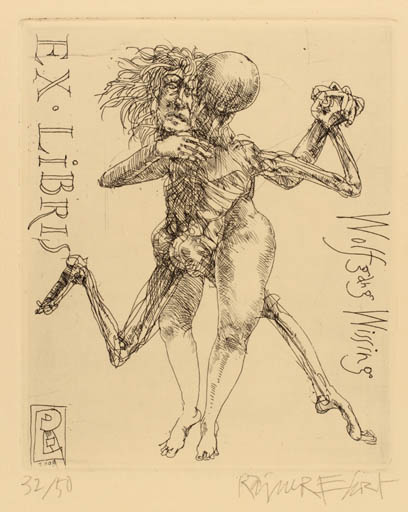 Exlibris by Rainer Ehrt from Germany for Evelyn Wissing - Dancing Death 