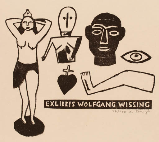 Exlibris by Katrine Stangl from Germany for Wolfgang Wissing - 