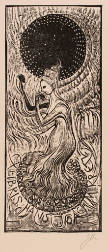 Exlibris by Eduard Albrecht from Germany for Dr. Hans-Joachim Kretz - Woman 