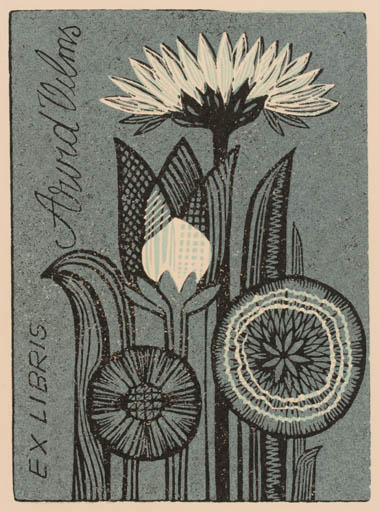 Exlibris by Abel Lee from Canada for Arvid Vilms - Flower 