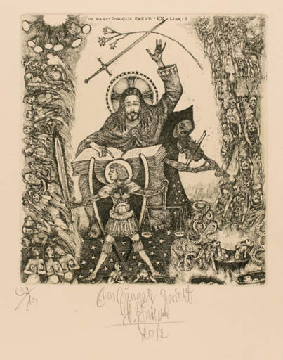 Exlibris by Harry Jürgens from Germany for Dr. Hans-Joachim Kretz - Law 