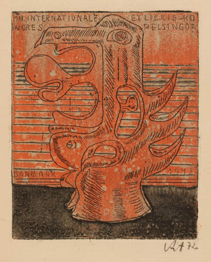 Exlibris by V. Antanavicius from Lithuania for ? International Exlibris Kongres Helsingør 1972 - Abstract Exlibris Congress 