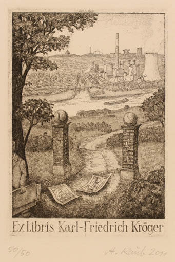 Exlibris by Andreas Raub from Germany for Karl Fridrich Kröger - Scenery/Landscape 