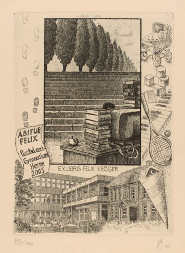 Exlibris by Andreas Raub from Germany for Felix Kröger - Architecture Book 