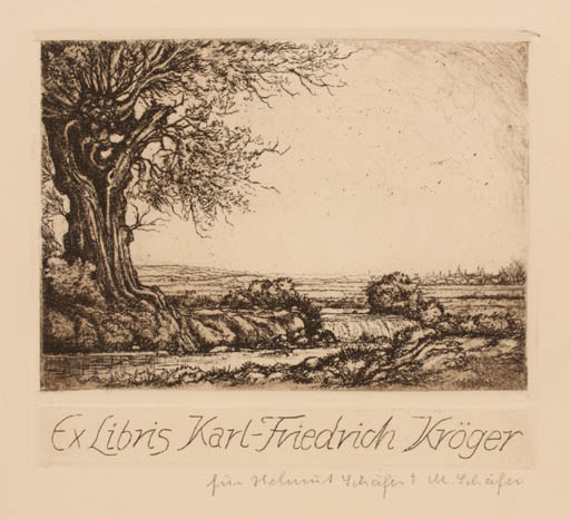 Exlibris by Helmut Schäfer from Germany for Karl Fridrich Kröger - Scenery/Landscape 