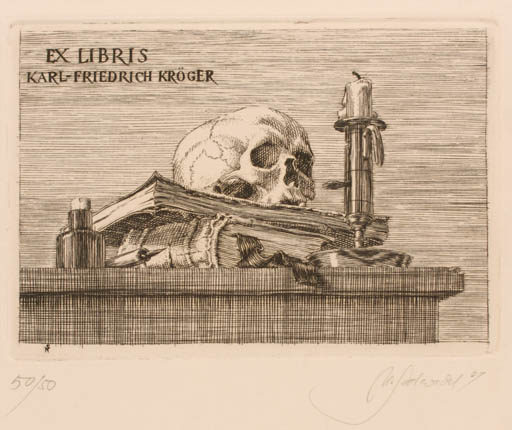 Exlibris by Norbert Salzwedel from Germany for Karl Fridrich Kröger - Book Death 