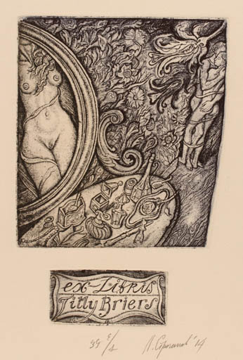 Exlibris by Leonid Stroganov from Russia for Tilly Briers - Woman Couple 