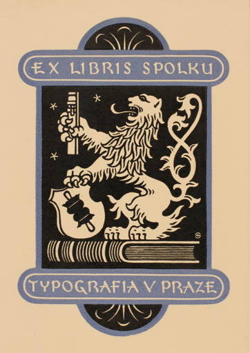 Exlibris by J. Schmidt from Czech Republic for ? Spolka Typografia v Praze - Book Fauna Heraldry 