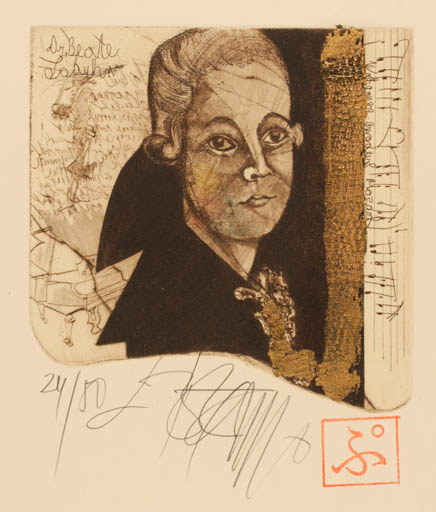 Exlibris by Leo Bednarik from Slovak Republic for Dr. Beate Labuhn - Music Portrait 