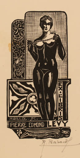 Exlibris by Rene Barande from France for Pierre Edmond Levy - Woman 