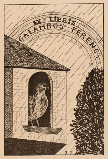 Exlibris by Antoinette Caclin from France for Galambos Ferenc - Bird 