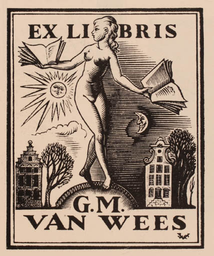 Exlibris by Valentin Le Campion from France for G.M. van Wees - Book Woman Nude 