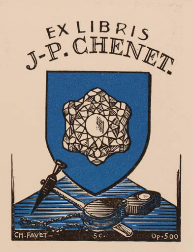 Exlibris by Charles Favet from France for J-P Chenet - Working Heraldry 