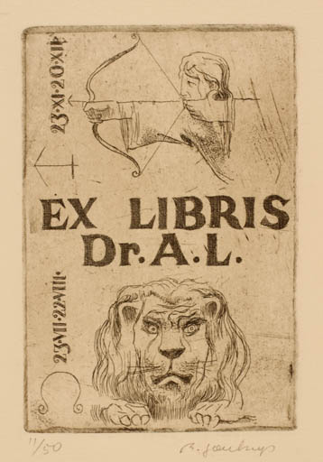 Exlibris by B. Soukup from Czech Republic for ? Dr. A. L. - Fauna Sport/game 